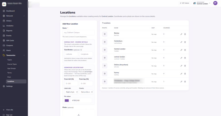 Location management across the school network